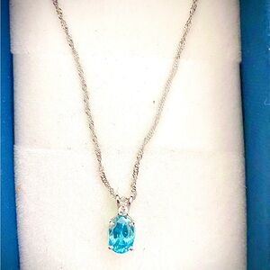 Real Elegant Sterling Silver Necklace with Tanzanite Gemstone